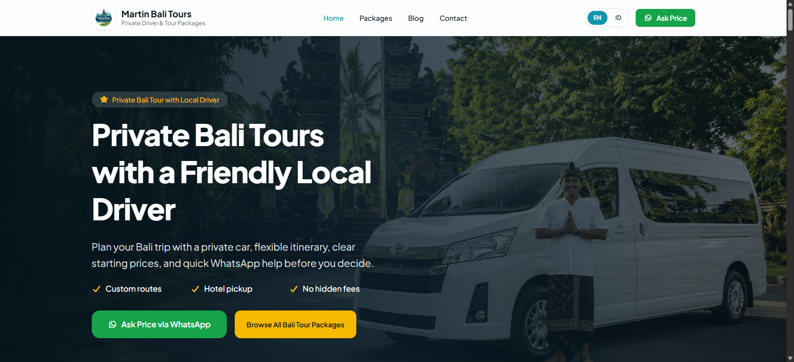 Contoh pekerjaan Martin Bali Tours